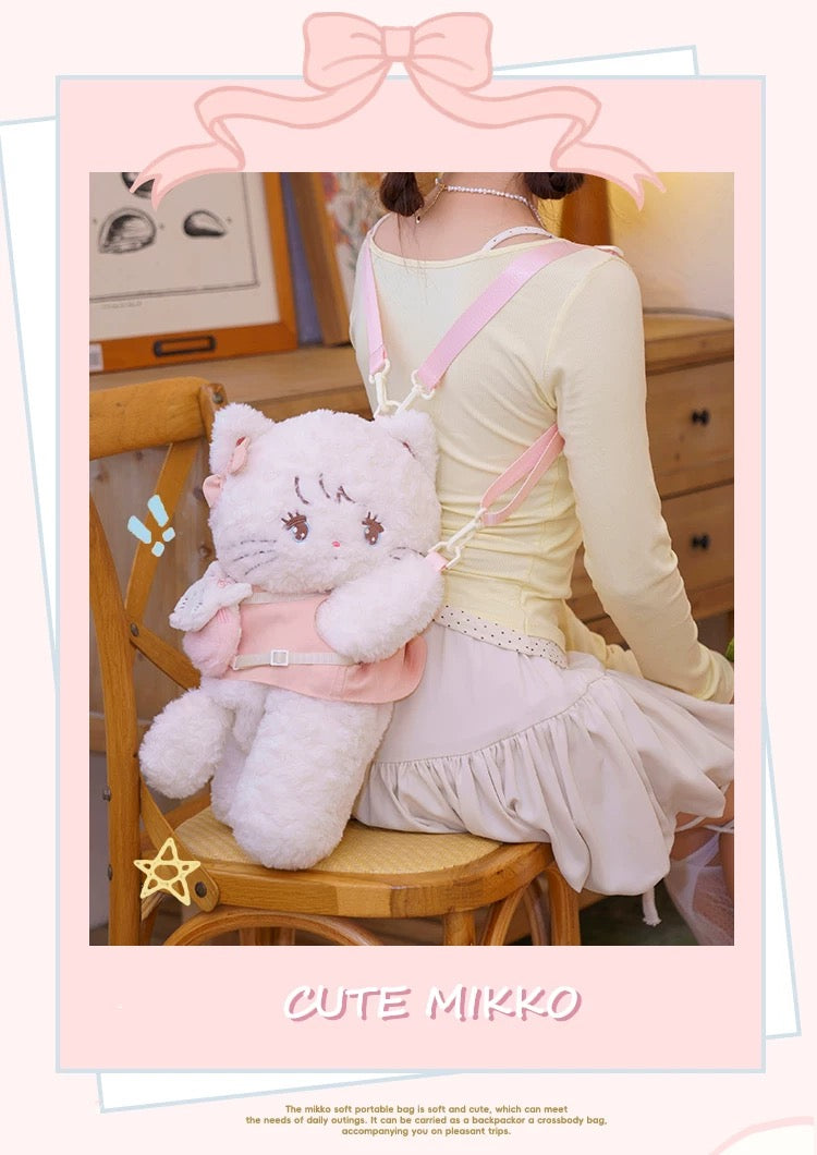 Crossbody, double-shoulder, plush, backpack