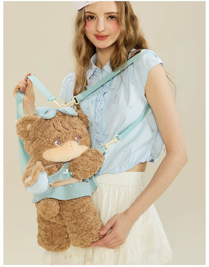 Crossbody, double-shoulder, plush, backpack