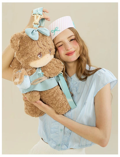 Crossbody, double-shoulder, plush, backpack