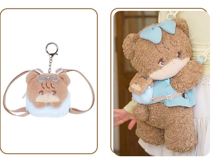 Crossbody, double-shoulder, plush, backpack