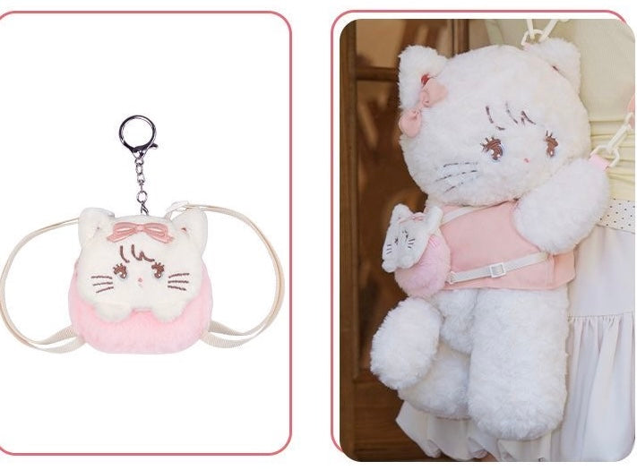 Crossbody, double-shoulder, plush, backpack