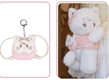 Crossbody, double-shoulder, plush, backpack