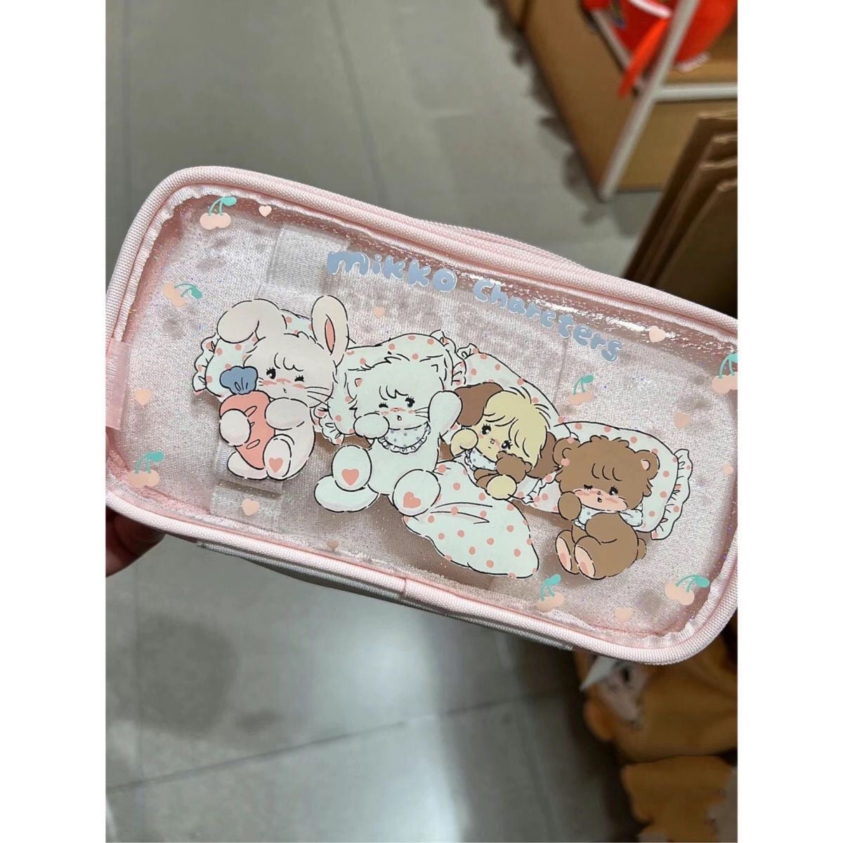 Shine Powder Double-Layer PU School Stationery Pen Bag