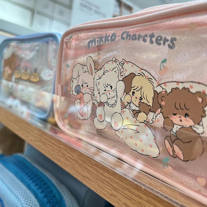 Shine Powder Double-Layer PU School Stationery Pen Bag